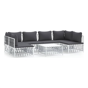vidaXL 7 Piece Steel Garden Lounge Set in White/Gray