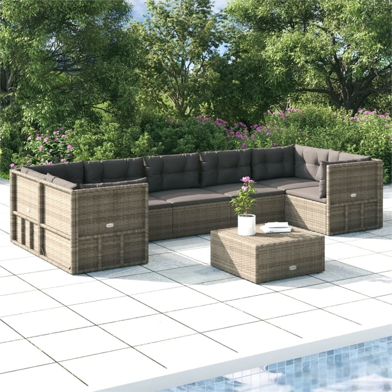 vidaXL 7 Piece Steel Large Garden Lounge Set in Gray