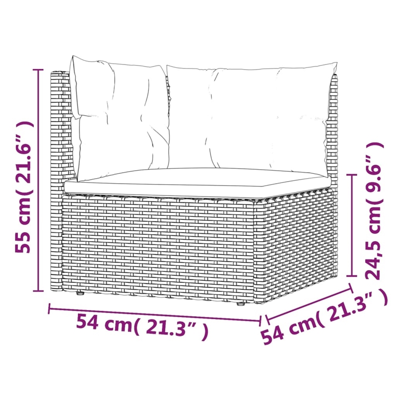 vidaXL 7 Piece Steel Large Garden Lounge Set in Gray