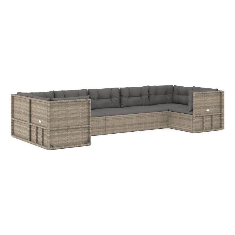 vidaXL 7 Piece Steel Large Garden Lounge Set in Gray