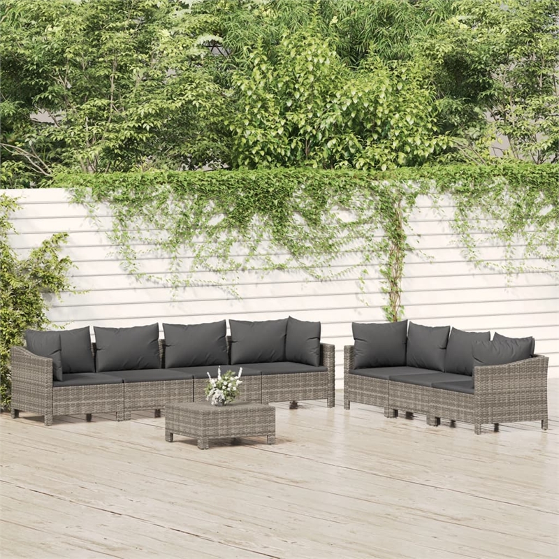 vidaXL 8 Piece Steel Garden Lounge Set in Gray