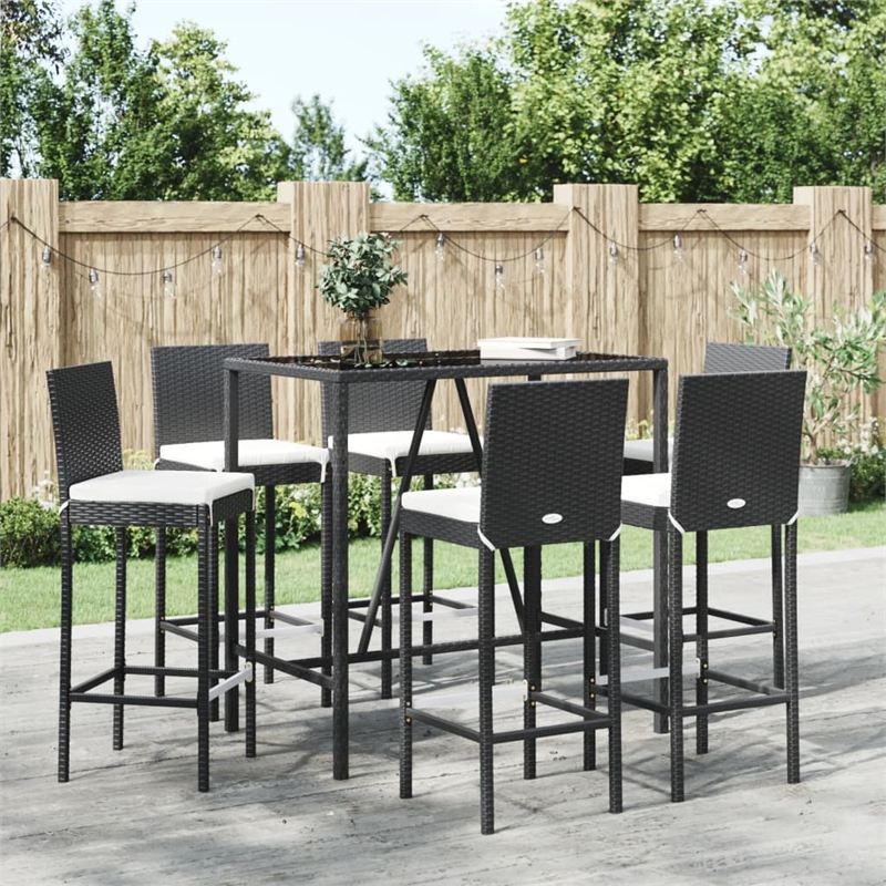 vidaXL 7 Piece Small Bar Set in Black/White/Cream
