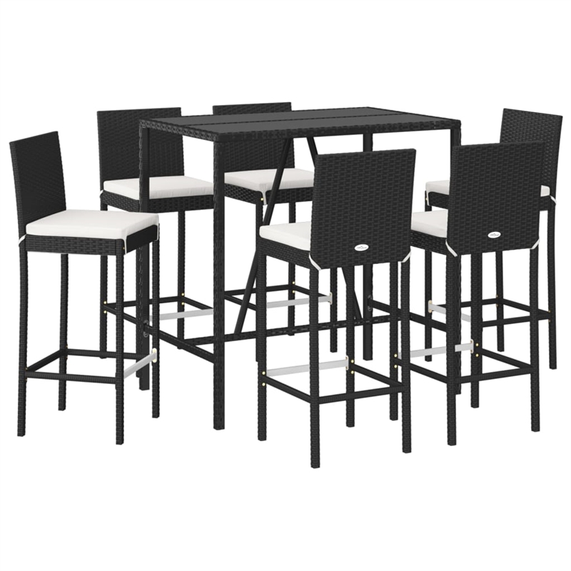 vidaXL 7 Piece Small Bar Set in Black/White/Cream