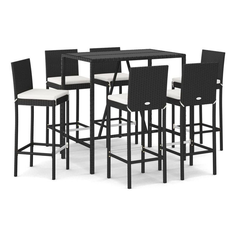 vidaXL 7 Piece Small Bar Set in Black/White/Cream