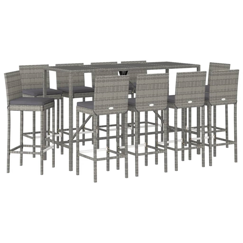 vidaXL 11 Piece Steel Bar Set in Gray