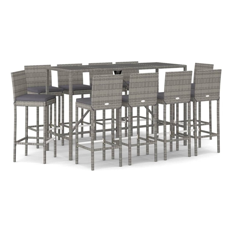 vidaXL 11 Piece Steel Bar Set in Gray
