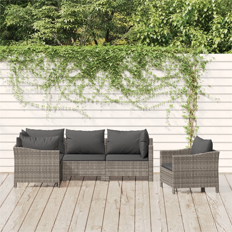 vidaXL 5 Piece Steel Garden Lounge Set in Gray