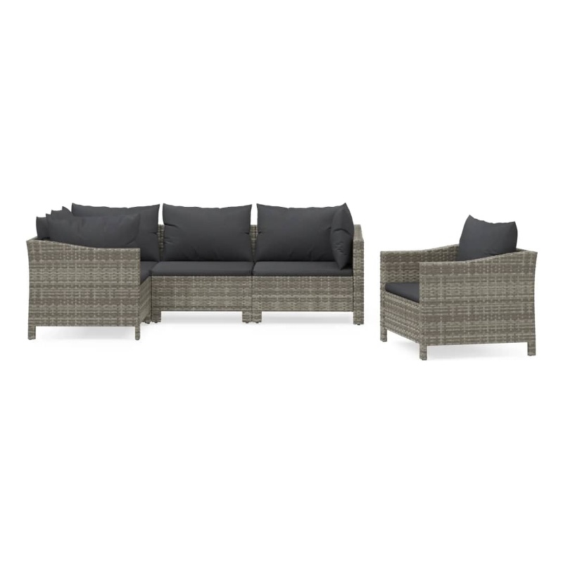 vidaXL 5 Piece Steel Garden Lounge Set in Gray