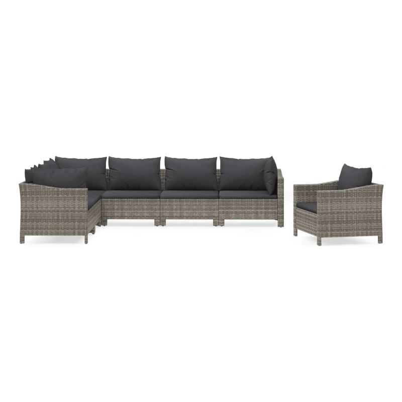 vidaXL 7 Piece Steel Garden Lounge Set in Gray