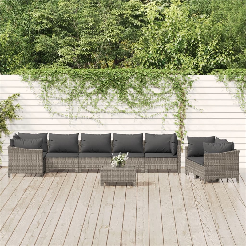 vidaXL 9 Piece Steel Garden Lounge Set in Gray
