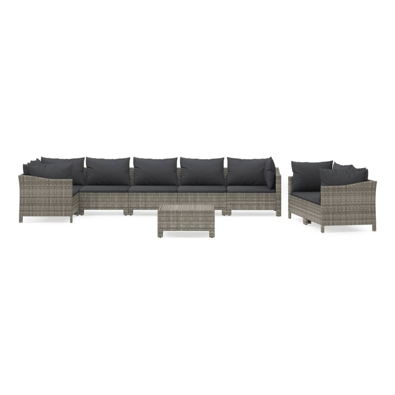 vidaXL 9 Piece Steel Garden Lounge Set in Gray