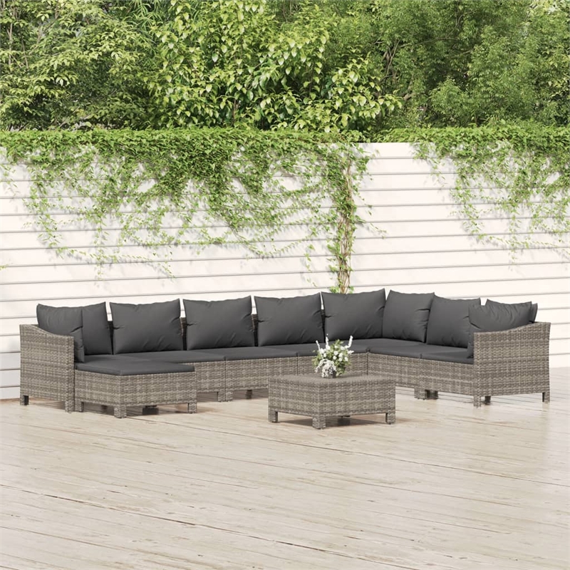 vidaXL 9 Piece Steel Garden Lounge Set in Gray