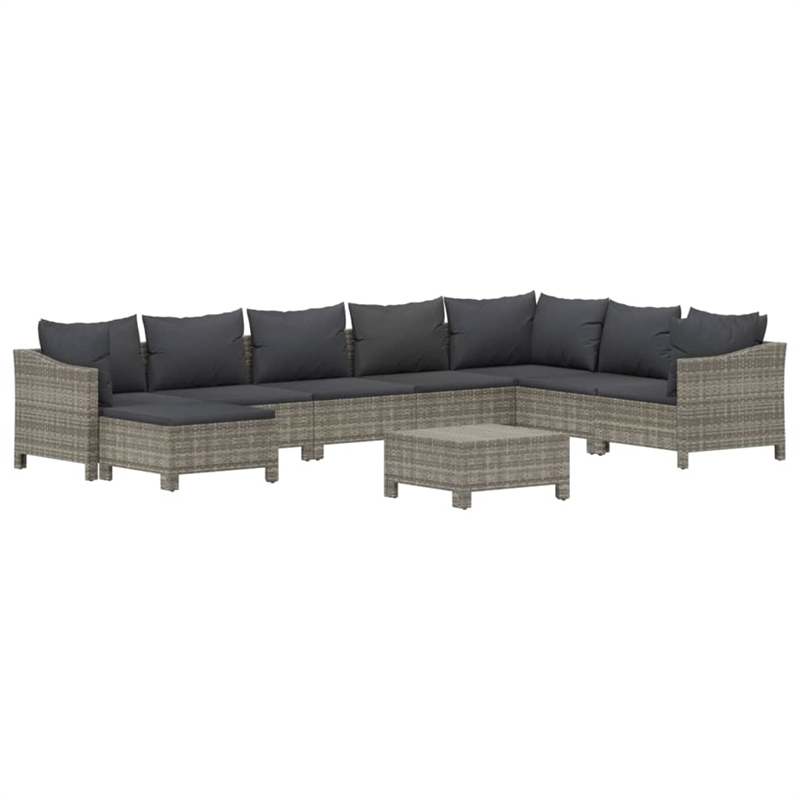 vidaXL 9 Piece Steel Garden Lounge Set in Gray
