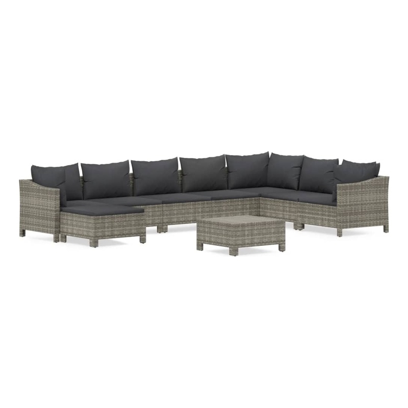 vidaXL 9 Piece Steel Garden Lounge Set in Gray