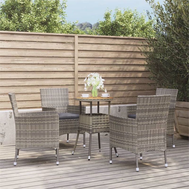 vidaXL 5 Piece Steel Bistro Set in Gray