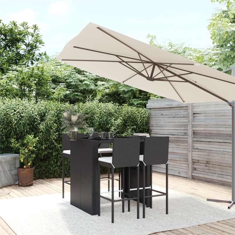 vidaXL 5 Piece Steel Small Bar Set in Black/Cream
