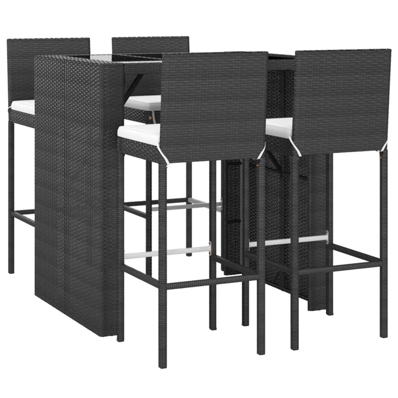 vidaXL 5 Piece Steel Small Bar Set in Black/Cream