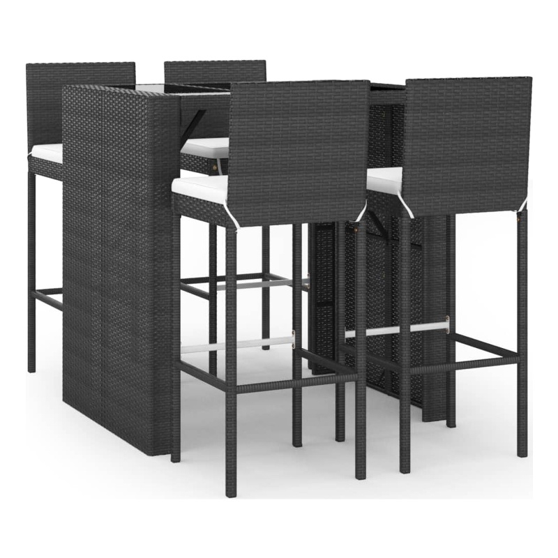 vidaXL 5 Piece Steel Small Bar Set in Black/Cream