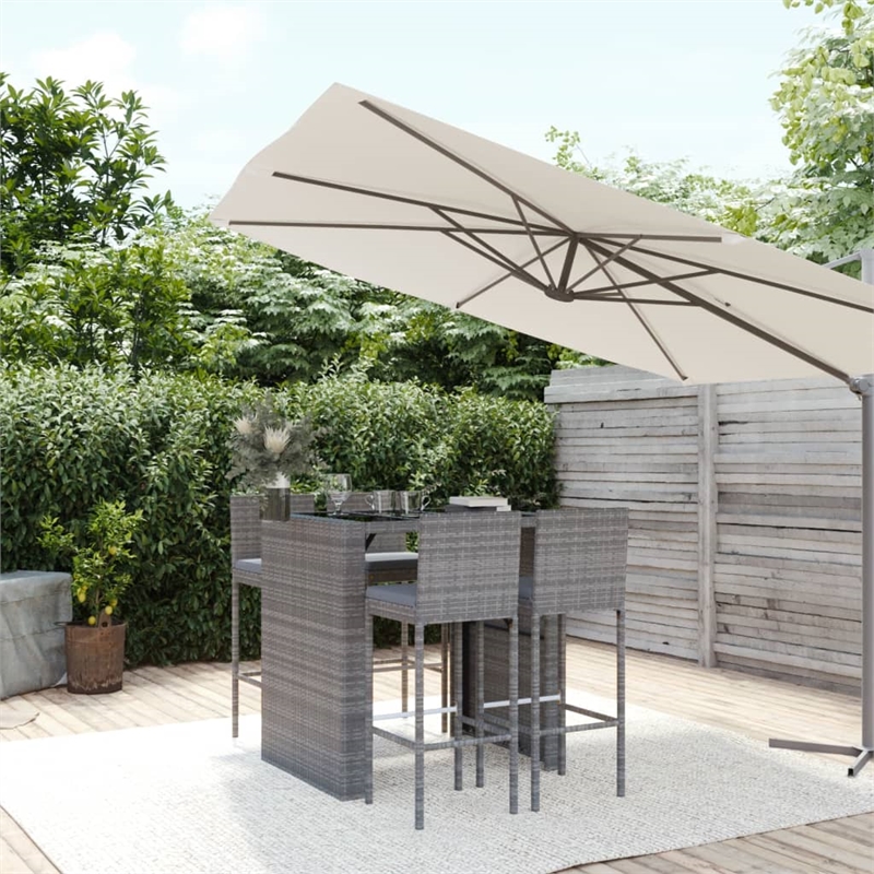 vidaXL 5 Piece Poly Rattan Bar Set in Gray