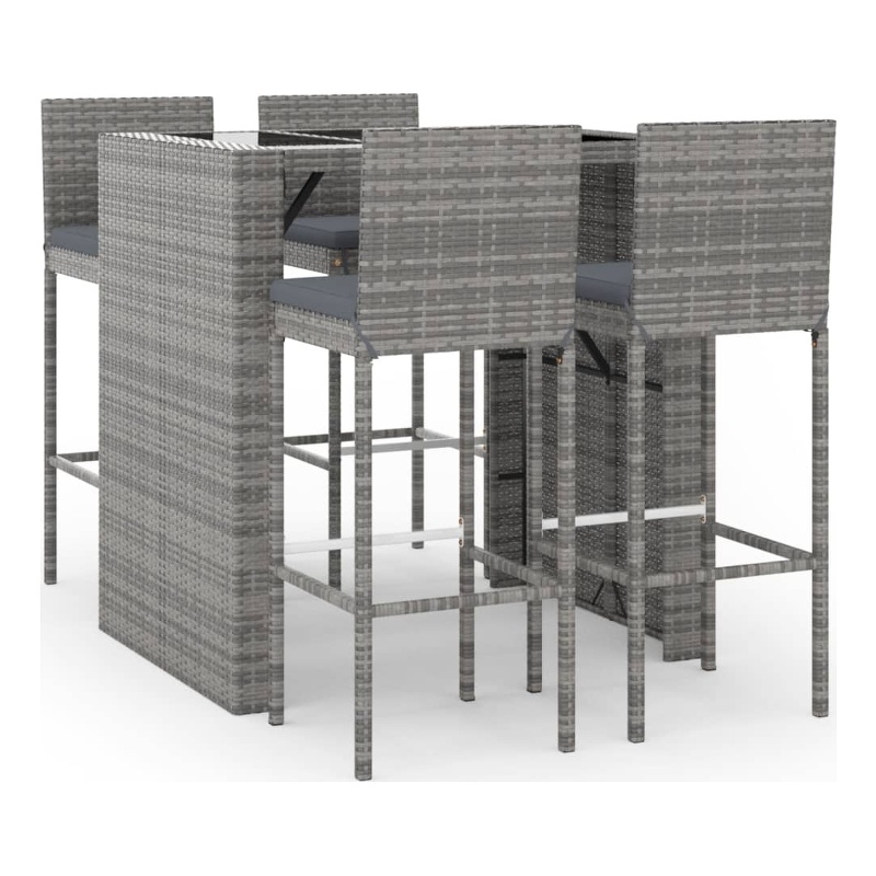 vidaXL 5 Piece Poly Rattan Bar Set in Gray