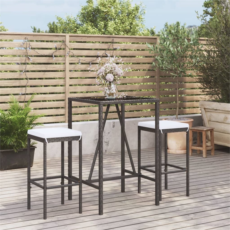 vidaXL Steel Small Bar Set in Black/White/Cream