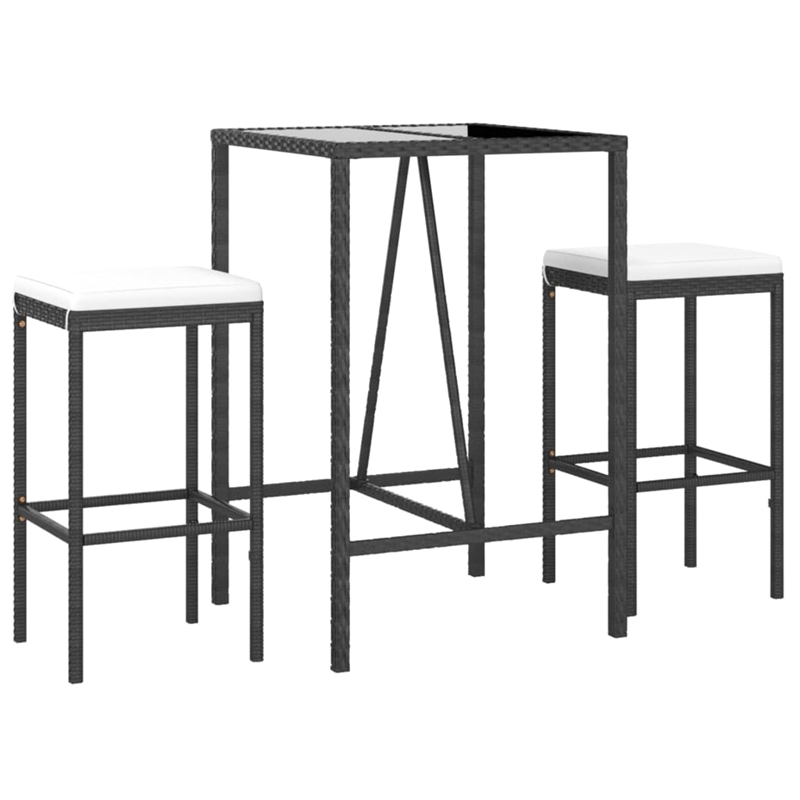 vidaXL Steel Small Bar Set in Black/White/Cream
