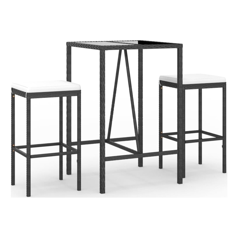 vidaXL Steel Small Bar Set in Black/White/Cream