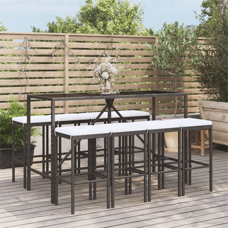 vidaXL 9 Piece Steel Bar Set in Black
