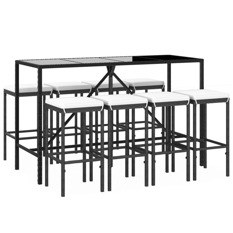 vidaXL 9 Piece Steel Bar Set in Black