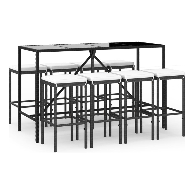 vidaXL 9 Piece Steel Bar Set in Black