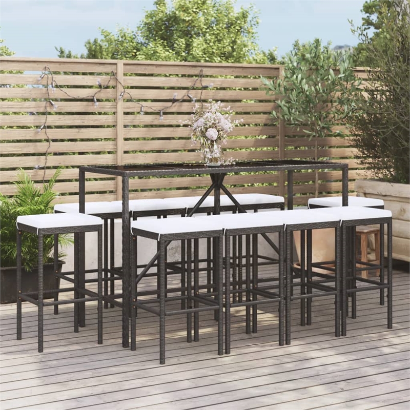 vidaXL 11 Piece Steel Bar Set in Black/White/Cream