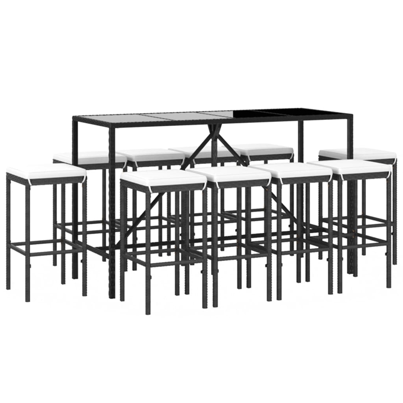 vidaXL 11 Piece Steel Bar Set in Black/White/Cream