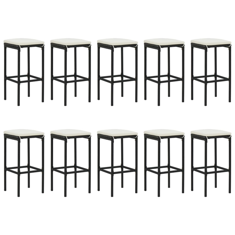 vidaXL 11 Piece Steel Bar Set in Black/White/Cream