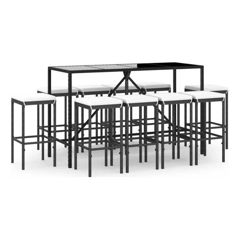 vidaXL 11 Piece Steel Bar Set in Black/White/Cream