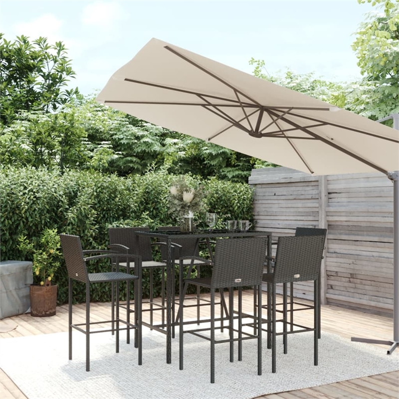 vidaXL 7 Piece Steel Bar Set in Black
