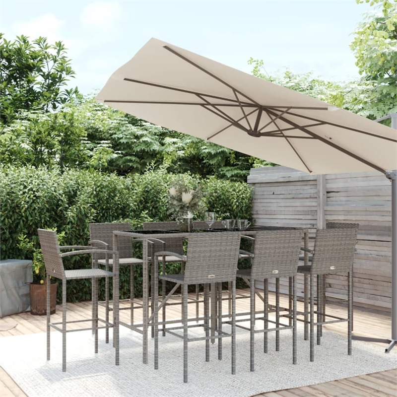 vidaXL 9 Piece Steel Bar Set in Gray