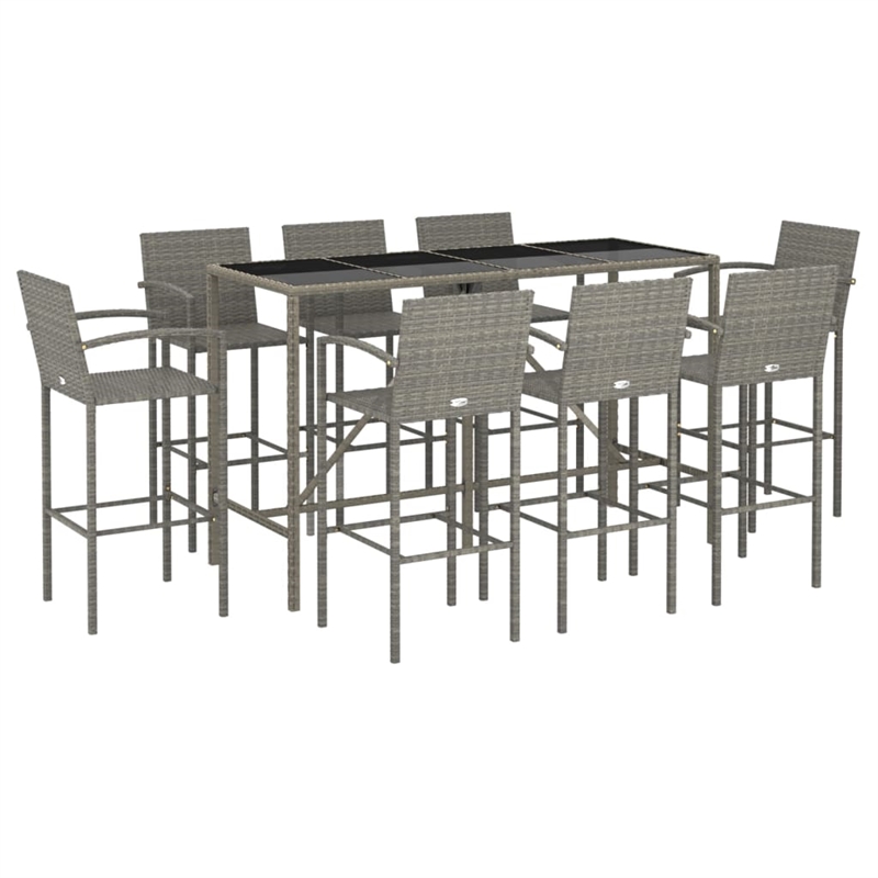 vidaXL 9 Piece Steel Bar Set in Gray