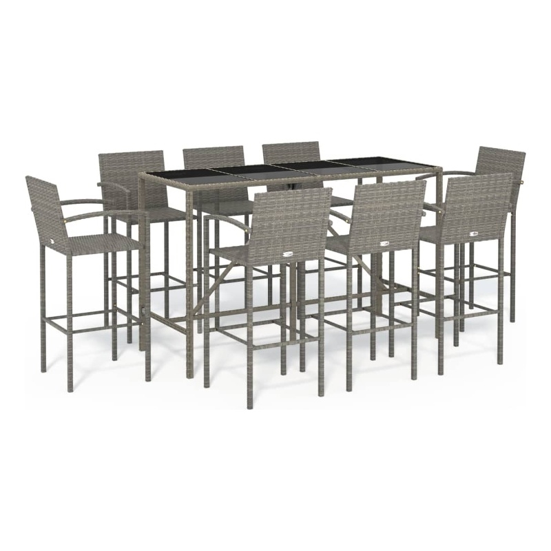 vidaXL 9 Piece Steel Bar Set in Gray