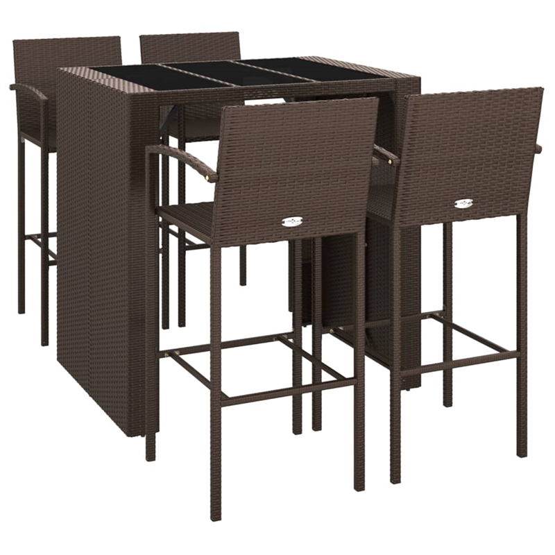 vidaXL 5 Piece Steel Bar Set in Black/Brown
