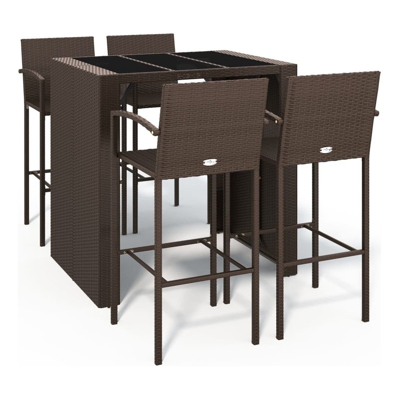 vidaXL 5 Piece Steel Bar Set in Black/Brown
