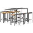 vidaXL 9 Piece Solid Acacia Wood Bar Set in Gray