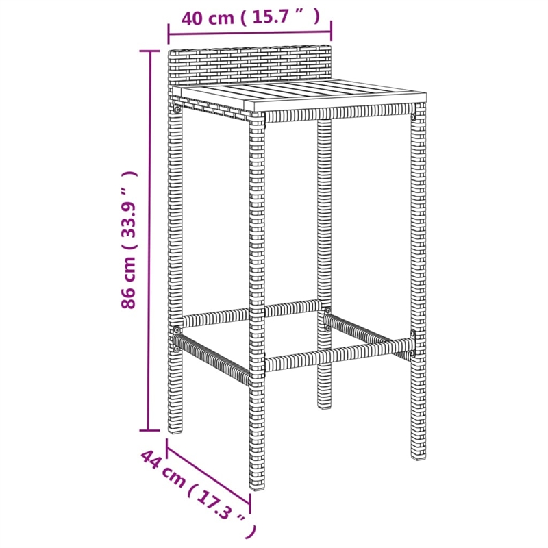 vidaXL 9 Piece Solid Acacia Wood Bar Set in Gray