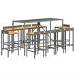 vidaXL 11 Piece Solid Acacia Wood Large Bar Set in Gray