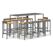 vidaXL 11 Piece Solid Acacia Wood Large Bar Set in Gray