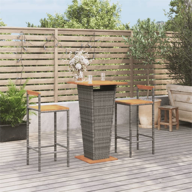 vidaXL Solid Acacia Wood Bar Set in Gray