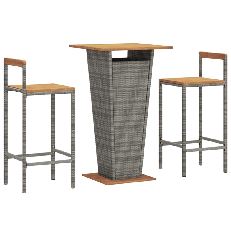vidaXL Solid Acacia Wood Bar Set in Gray