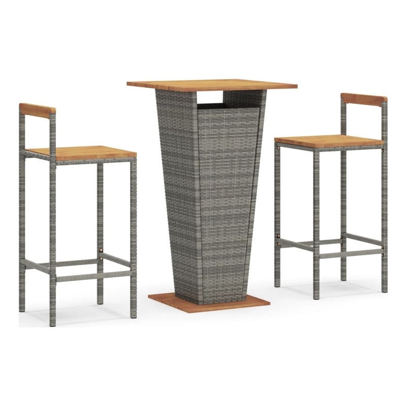 vidaXL Solid Acacia Wood Bar Set in Gray