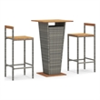 vidaXL Solid Acacia Wood Bar Set in Gray