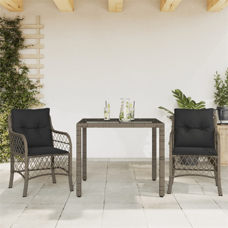 vidaXL 3 Piece Steel Bistro Set in Gray