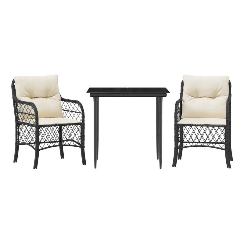 vidaXL Steel Small Bistro Set in Black
